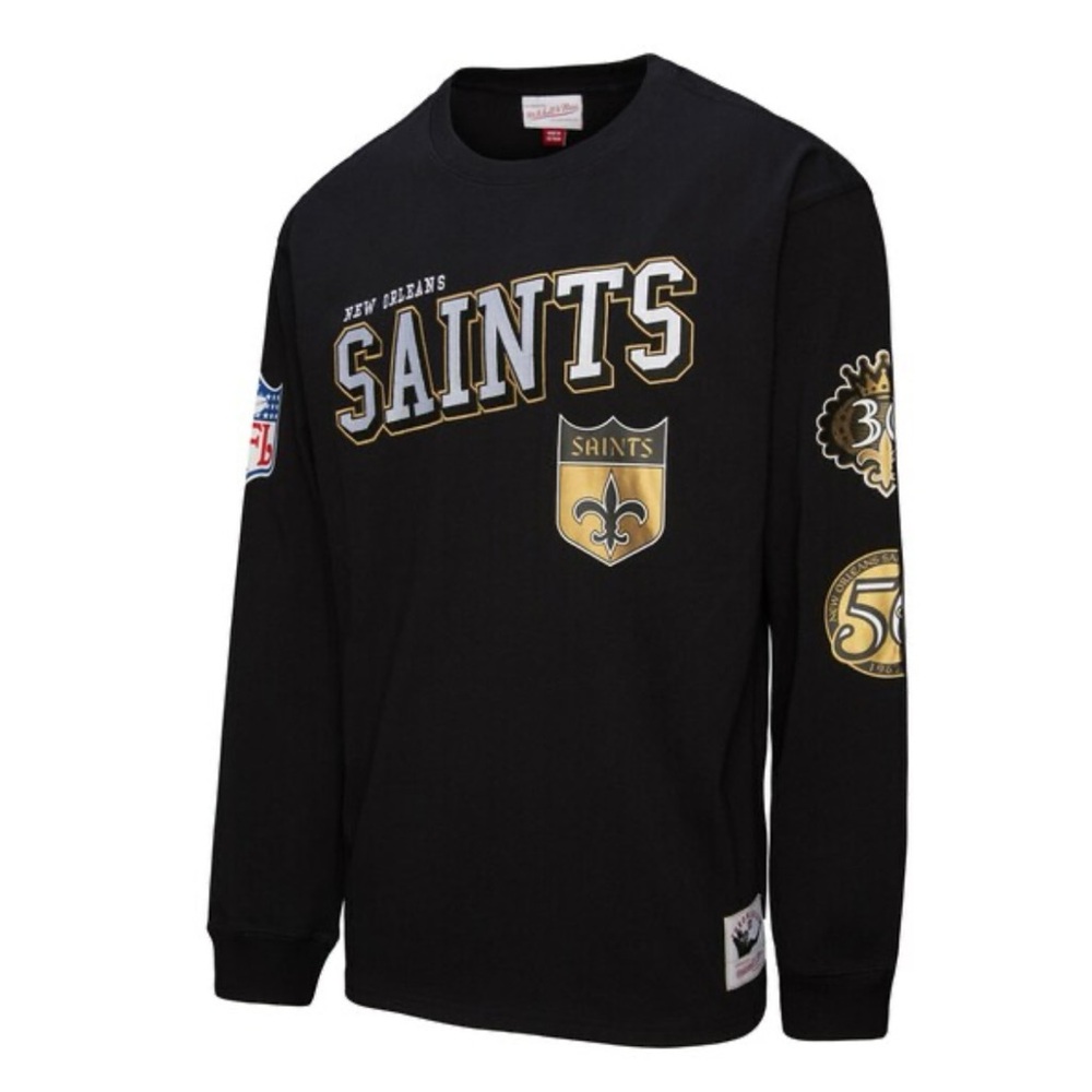 Men's Mitchell & Ness Black New Orleans Saints Training Camp Long Sleeve Sz M